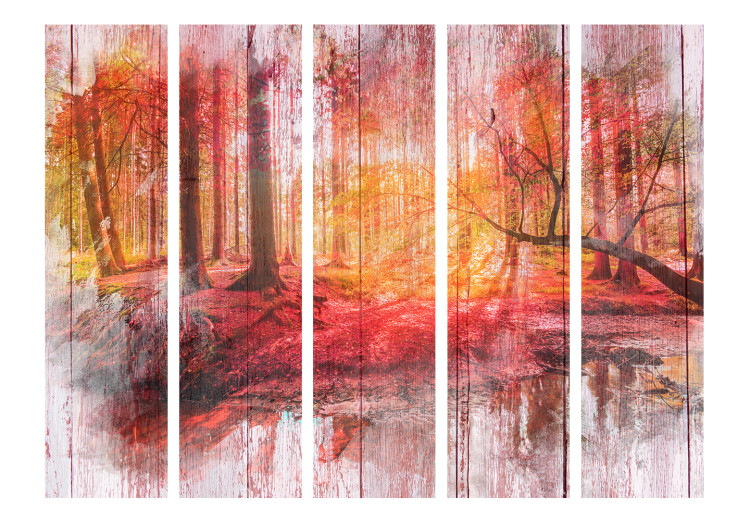 Room Divider Screen Autumn Forest II - landscape of forest scenery among red trees 133654 additionalImage 3