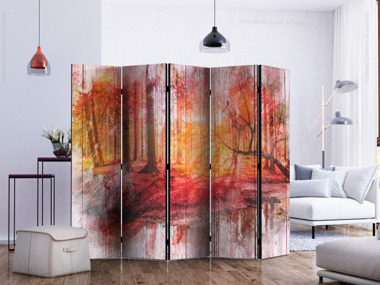 Room Divider Screen Autumn Forest II - landscape of forest scenery among red trees 133654 additionalImage 2