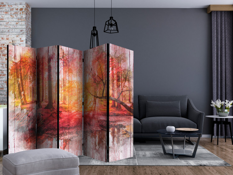 Room Divider Screen Autumn Forest II - landscape of forest scenery among red trees 133654 additionalImage 4