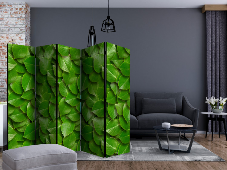 Folding Screen Mysterious Garden II - plant texture composition with green leaves 133854 additionalImage 4