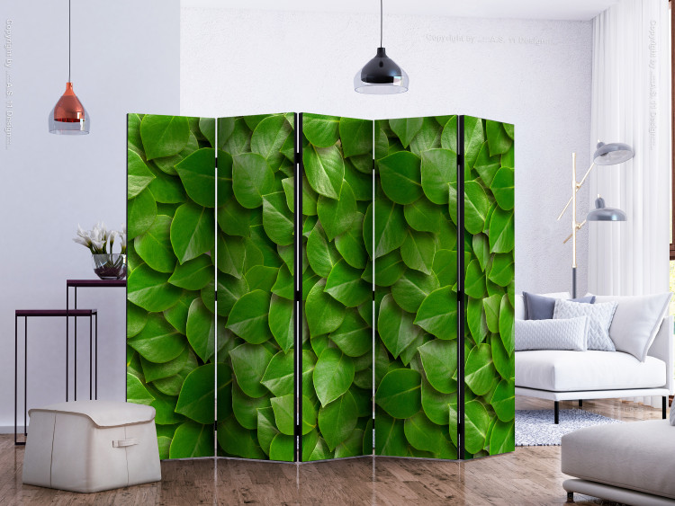 Folding Screen Mysterious Garden II - plant texture composition with green leaves 133854 additionalImage 2