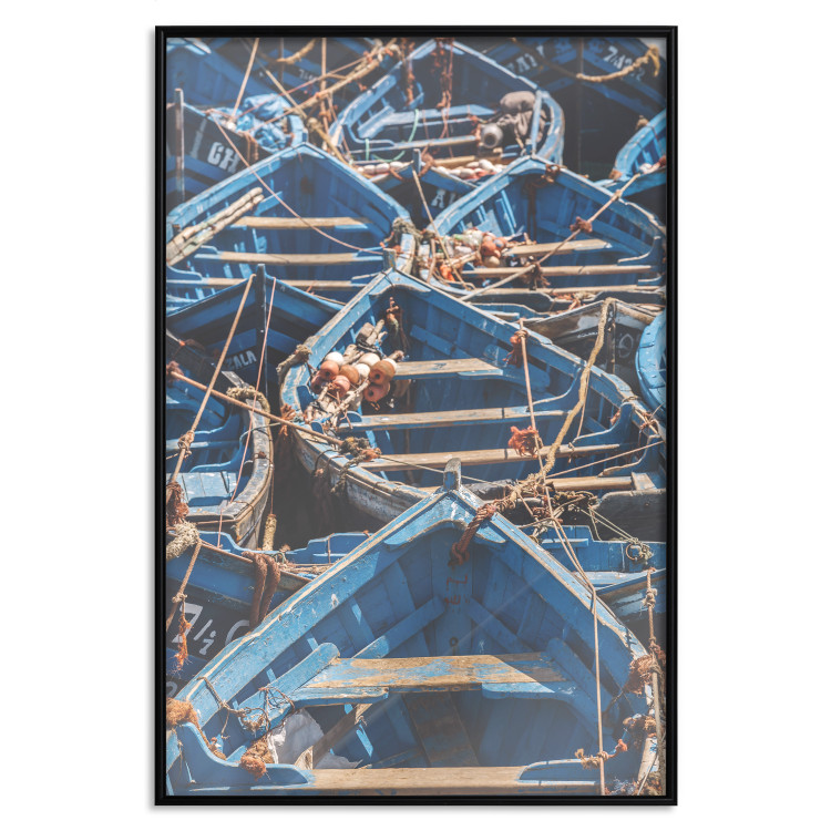 Wall Poster Blue Fleet - maritime composition of blue small boats in Morocco 134754 additionalImage 18