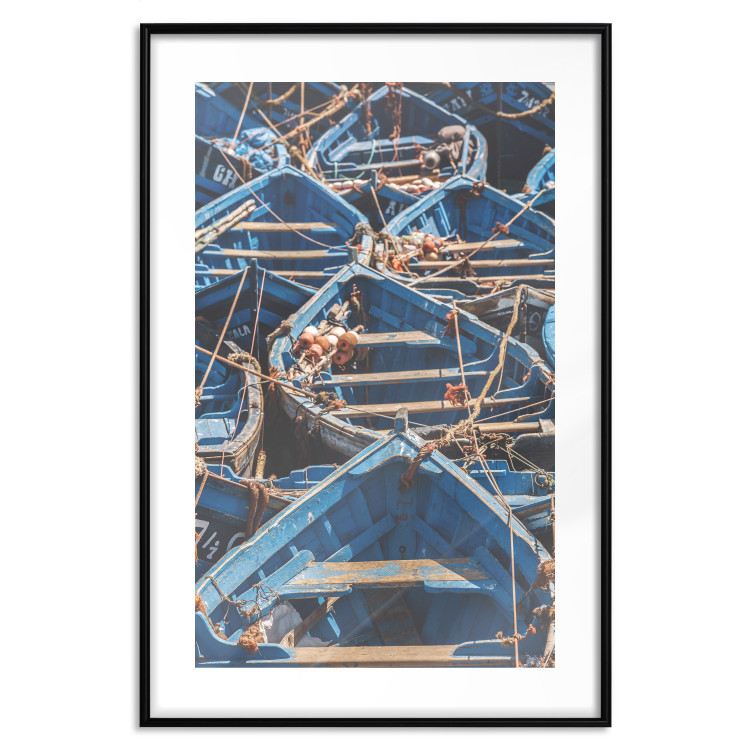 Wall Poster Blue Fleet - maritime composition of blue small boats in Morocco 134754 additionalImage 17