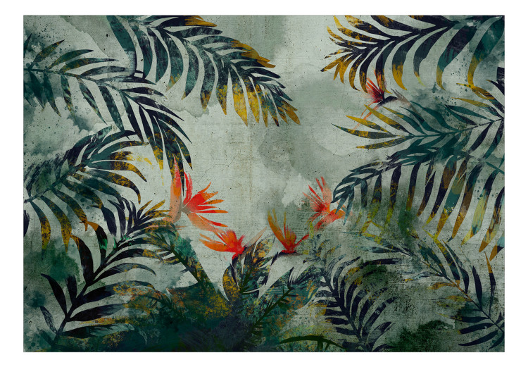 Wall Mural Exotic vegetation in a jungle - green nature motif in watercolour 135454 additionalImage 1