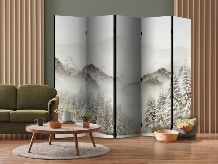 Room Separator Snowy Valley II (5-piece) - Winter landscape of mountains and trees 138354 additionalImage 4