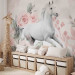 Wall Mural White horse between roses - a theme maintained in white and pink 138654 additionalThumb 5