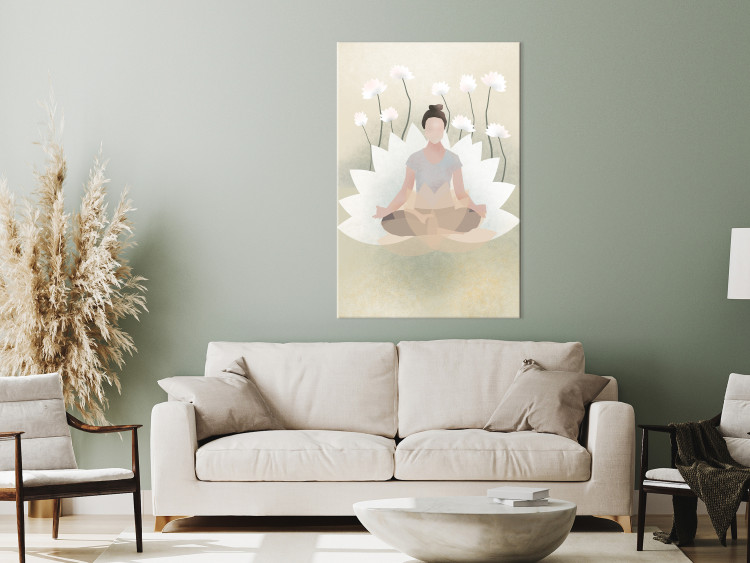 Canvas Print Love Yoga (1-piece) Vertical - floral composition in Zen style 138854 additionalImage 3