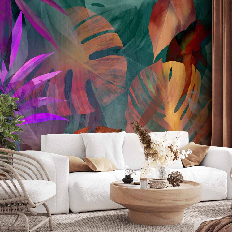 Wall Mural Color leaves - Abstraction with a colored floral motif 142254