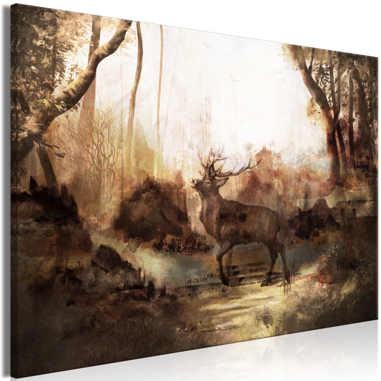 Canvas Print King of the Forest (1-piece) Wide - deer against a forest landscape 142354 additionalImage 2