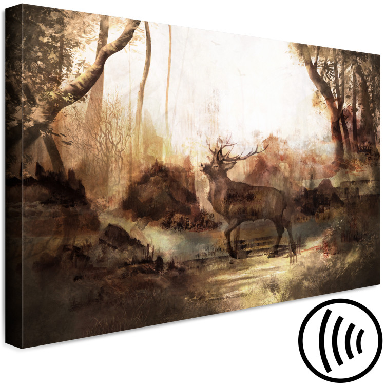 Canvas Print King of the Forest (1-piece) Wide - deer against a forest landscape 142354 additionalImage 6