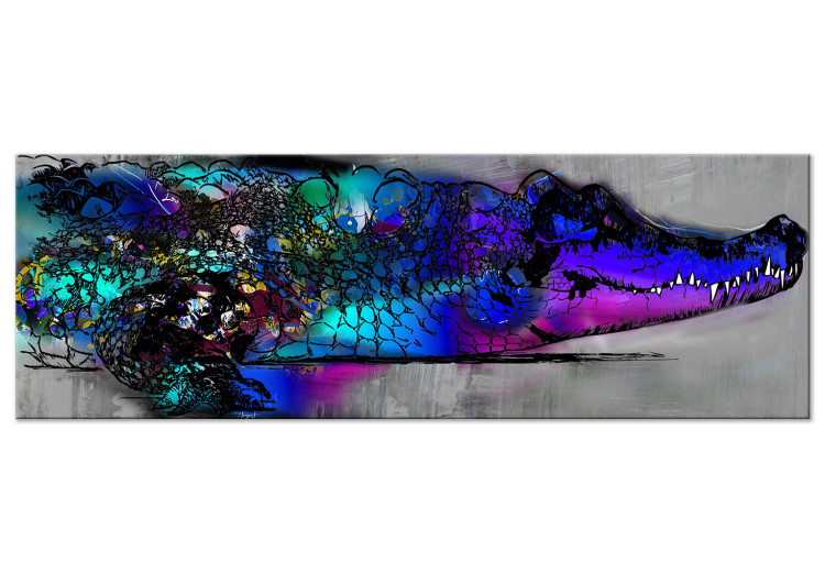 Canvas Art Print My Alligator Friend (1-piece) Narrow - colorful river animal 143754