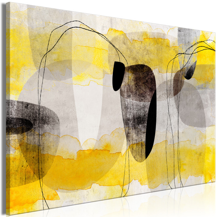 Canvas Abstraction (1-piece) - geometric composition in yellow and black 143854 additionalImage 2
