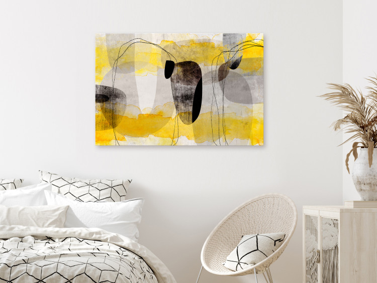 Canvas Abstraction (1-piece) - geometric composition in yellow and black 143854 additionalImage 3