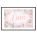 Wall Poster Love - Romantic Inscription on a Rose Background Among Plants and Leaves 144754 additionalThumb 27