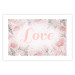 Wall Poster Love - Romantic Inscription on a Rose Background Among Plants and Leaves 144754 additionalThumb 22