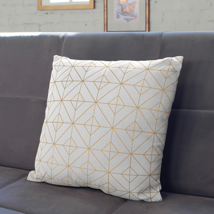 Decorative Microfiber Pillow Elegant grids - a golden geometric composition in glamour style cushions 146854 additionalImage 3