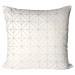 Decorative Microfiber Pillow Elegant grids - a golden geometric composition in glamour style cushions 146854