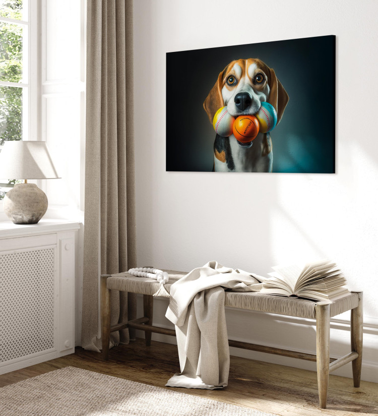 Canvas AI Beagle Dog - Portrait of a Animal With Three Balls in Its Mouth - Horizontal 150154 additionalImage 4