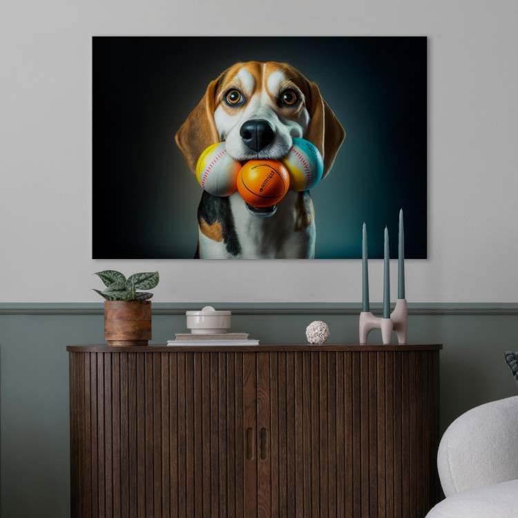 Canvas AI Beagle Dog - Portrait of a Animal With Three Balls in Its Mouth - Horizontal 150154 additionalImage 3