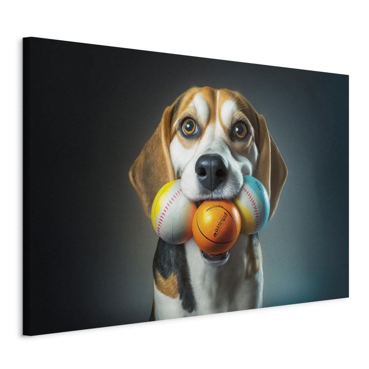 Canvas AI Beagle Dog - Portrait of a Animal With Three Balls in Its Mouth - Horizontal 150154 additionalImage 2