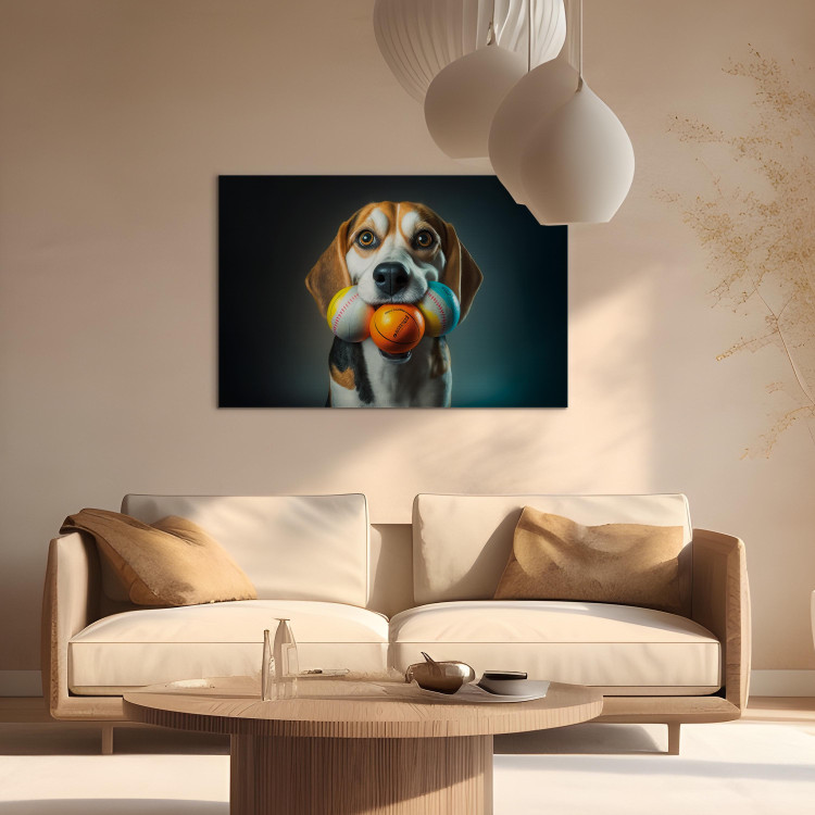 Canvas AI Beagle Dog - Portrait of a Animal With Three Balls in Its Mouth - Horizontal 150154 additionalImage 11
