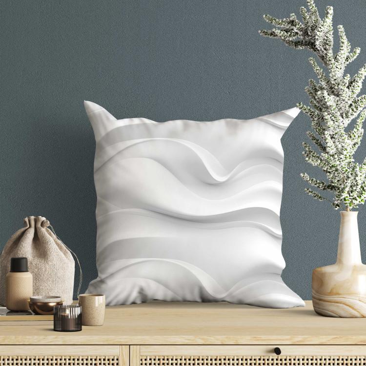 Decorative Microfiber Pillow White Waves - Delicate Composition With Organic Shapes 151354 additionalImage 3
