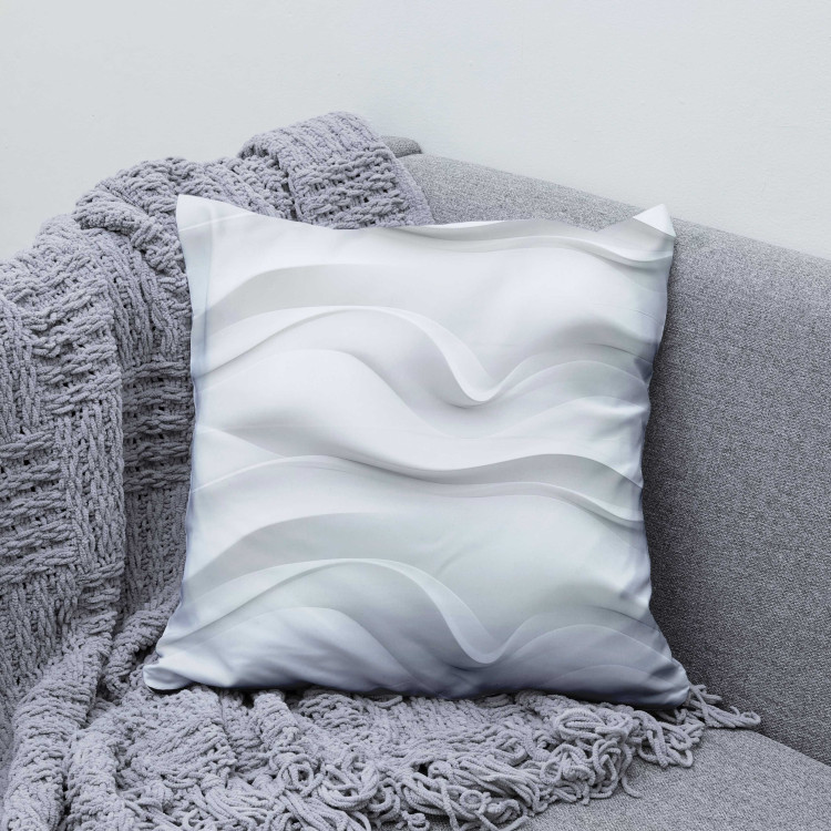 Decorative Microfiber Pillow White Waves - Delicate Composition With Organic Shapes 151354 additionalImage 4