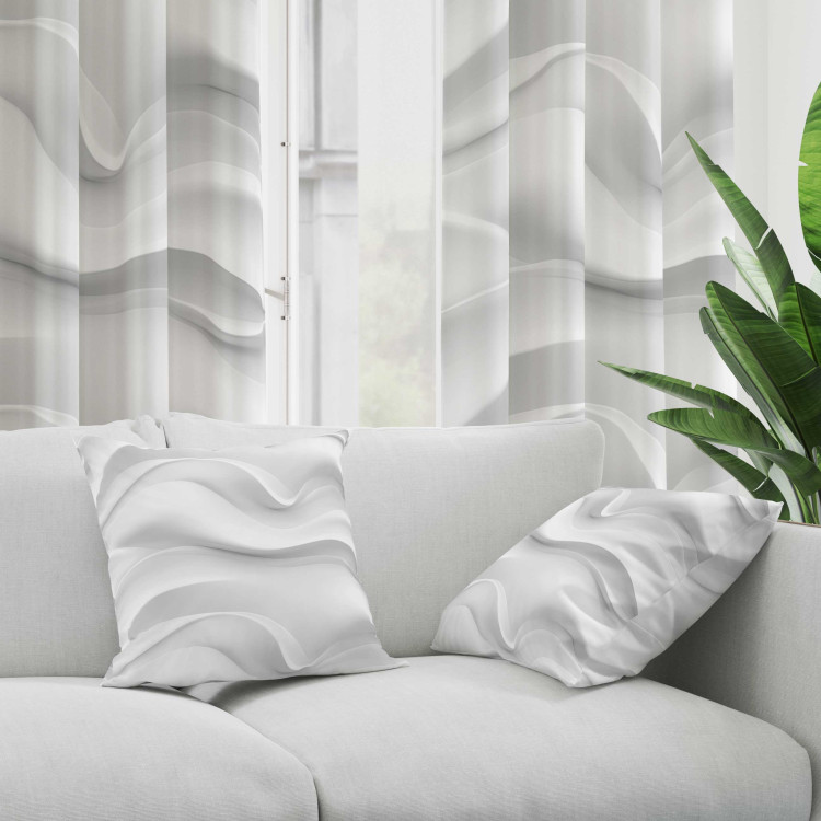Decorative Microfiber Pillow White Waves - Delicate Composition With Organic Shapes 151354 additionalImage 2