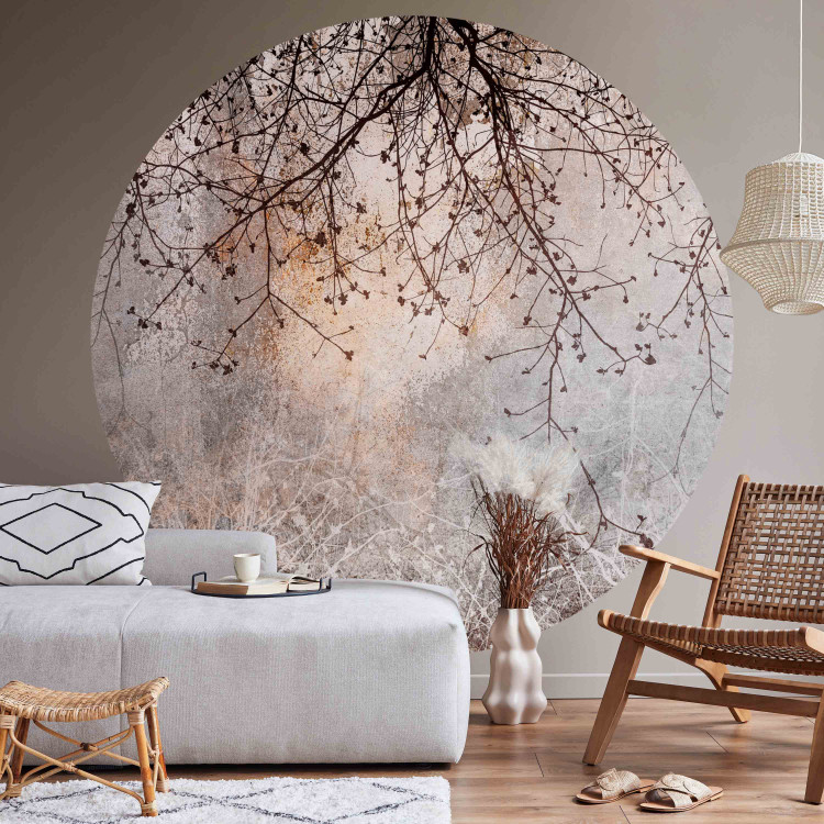 Round wallpaper Blooming Glow - Brown Composition With Twigs on a Grayish Background 151454 additionalImage 2