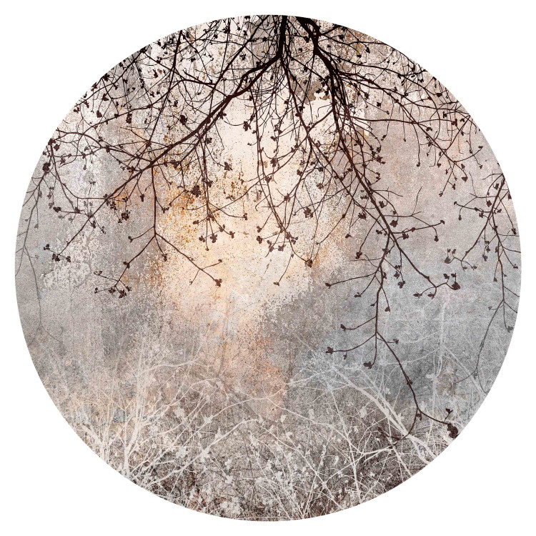 Round wallpaper Blooming Glow - Brown Composition With Twigs on a Grayish Background 151454 additionalImage 1