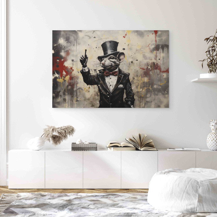 Canvas Art Print Rat in a Tailcoat - Graffiti Inspired by Banksy’s Work 151754 additionalImage 3