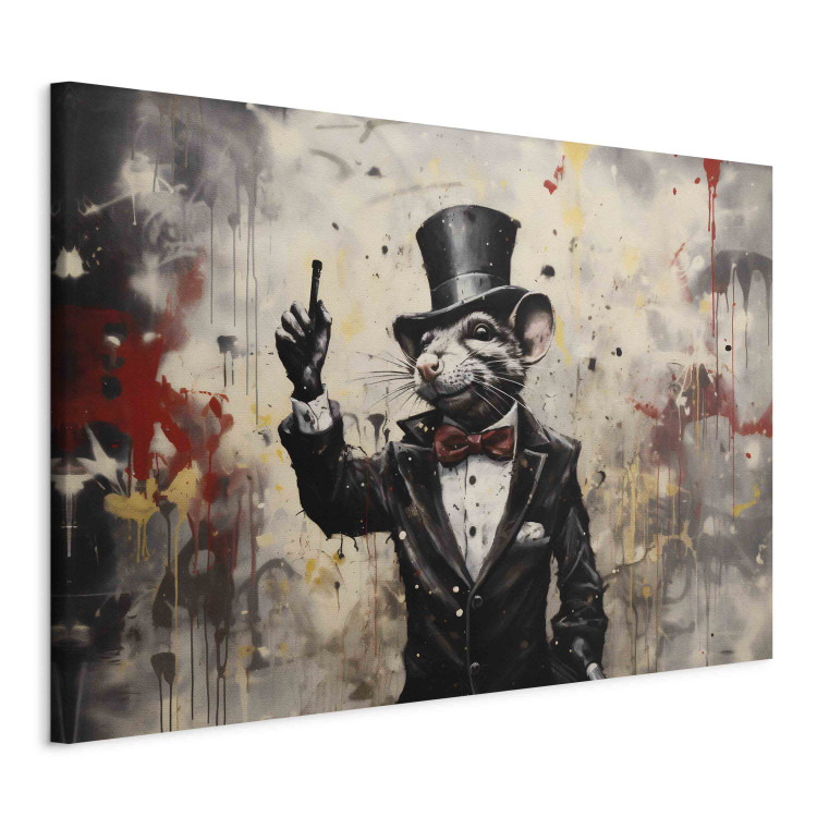 Canvas Art Print Rat in a Tailcoat - Graffiti Inspired by Banksy’s Work 151754 additionalImage 2
