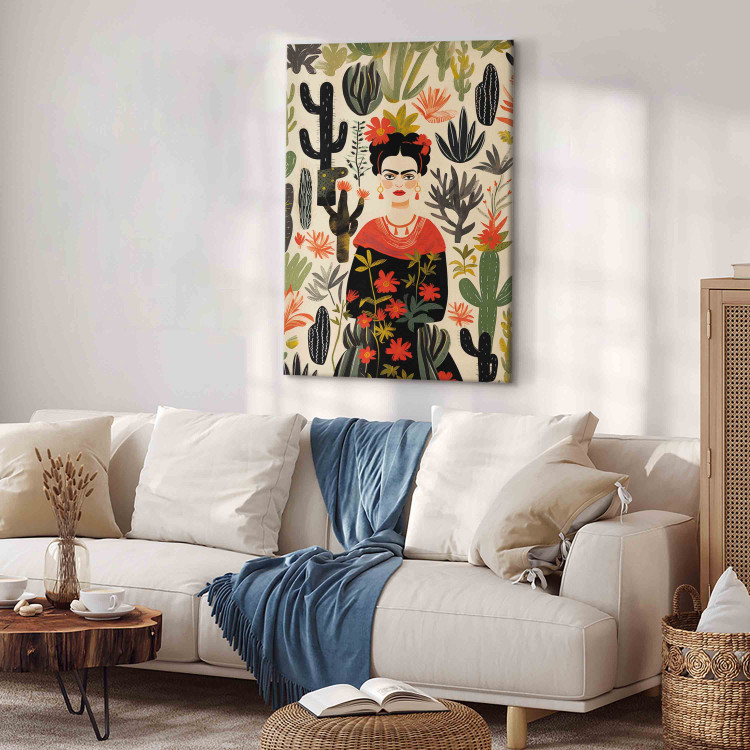 Canvas Art Print Frida Kahlo - Portrait of the Artist Amid Desert Flora Full of Cacti 152254 additionalImage 11