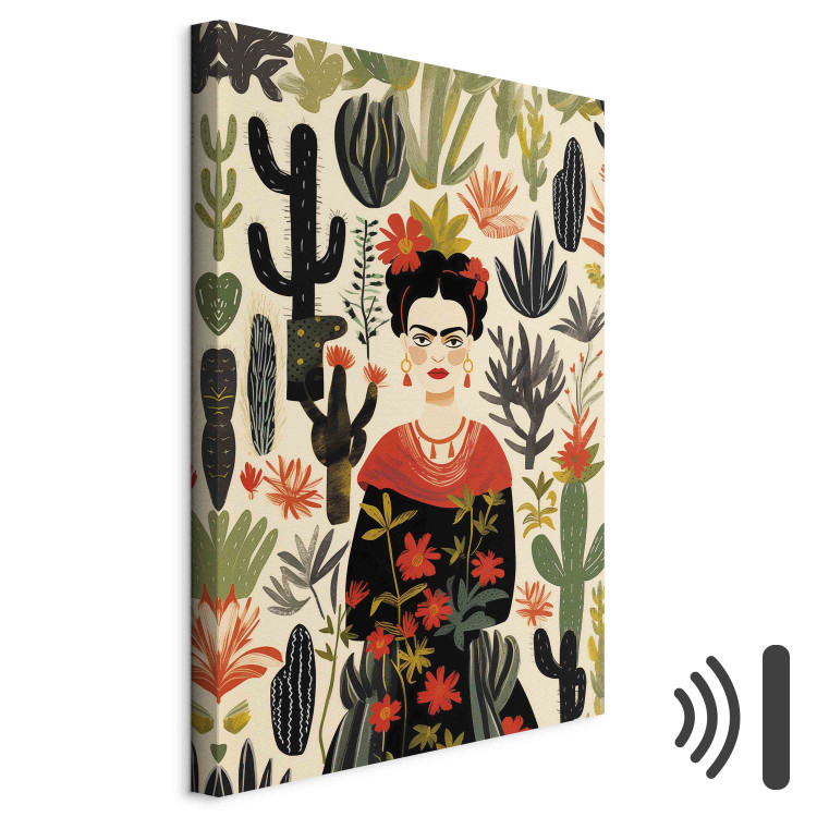 Canvas Art Print Frida Kahlo - Portrait of the Artist Amid Desert Flora Full of Cacti 152254 additionalImage 8