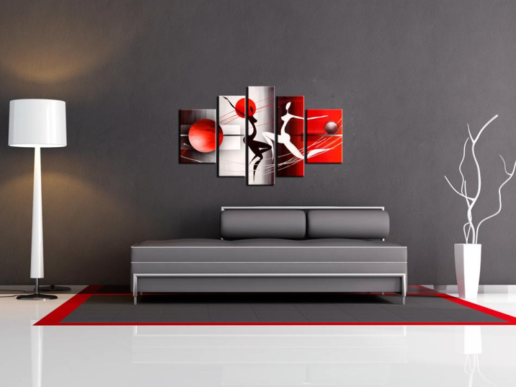 Canvas Print Passion (5-piece) - abstraction with two figures and patterns 46654 additionalImage 2