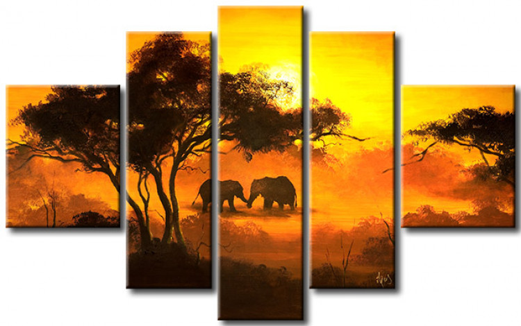 Canvas Art Print Elephants on a date 47554