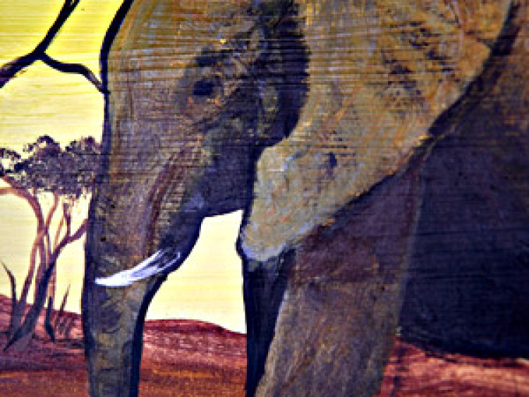 Canvas Art Print African elephants - animals in the setting sun on savannah 49454 additionalImage 2