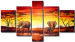 Canvas Art Print African elephants - animals in the setting sun on savannah 49454