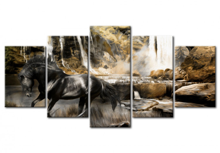 Canvas Print Foggy weather over waterfall 55654