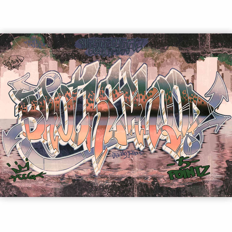 Wall Mural Brotherhood - artistic graffiti mural with text for a teenager 64254 additionalImage 1