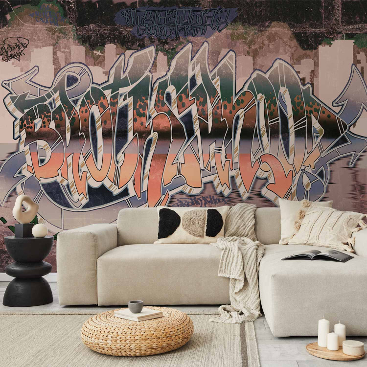 Wall Mural Brotherhood - artistic graffiti mural with text for a teenager 64254