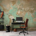 Photo Wallpaper Turquoise world map - continents in shades of beige on a background in green 94554 additionalThumb 4