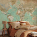 Photo Wallpaper Turquoise world map - continents in shades of beige on a background in green 94554 additionalThumb 2