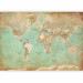Photo Wallpaper Turquoise world map - continents in shades of beige on a background in green 94554 additionalThumb 5