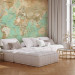 Photo Wallpaper Turquoise world map - continents in shades of beige on a background in green 94554