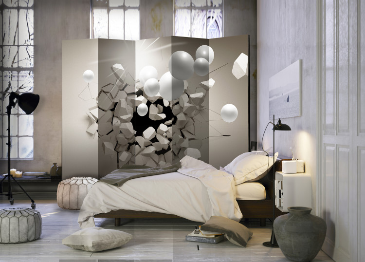 Room Divider Set Me Free! II - abstract illusion of white geometric figures 95254 additionalImage 2