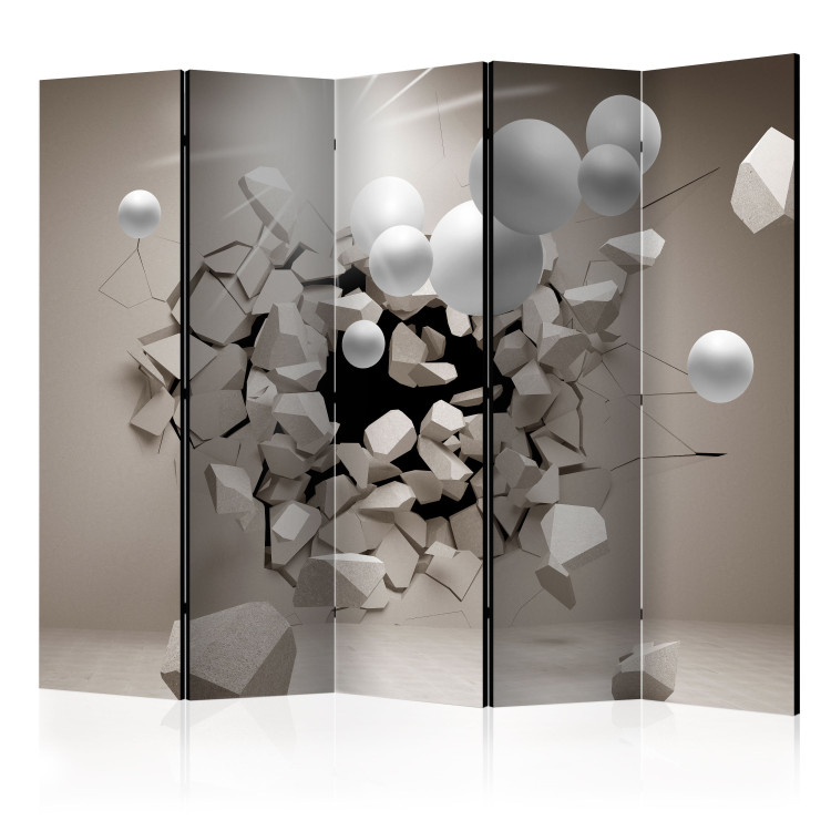Room Divider Set Me Free! II - abstract illusion of white geometric figures 95254