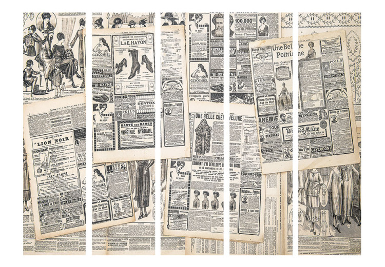 Room Divider Vintage Newspapers II - scattered French newspapers in retro motif 95354 additionalImage 3