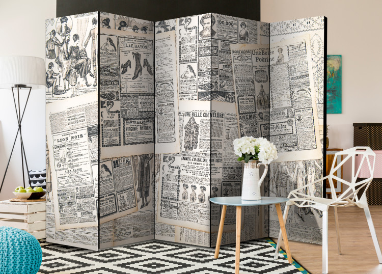 Room Divider Vintage Newspapers II - scattered French newspapers in retro motif 95354 additionalImage 4