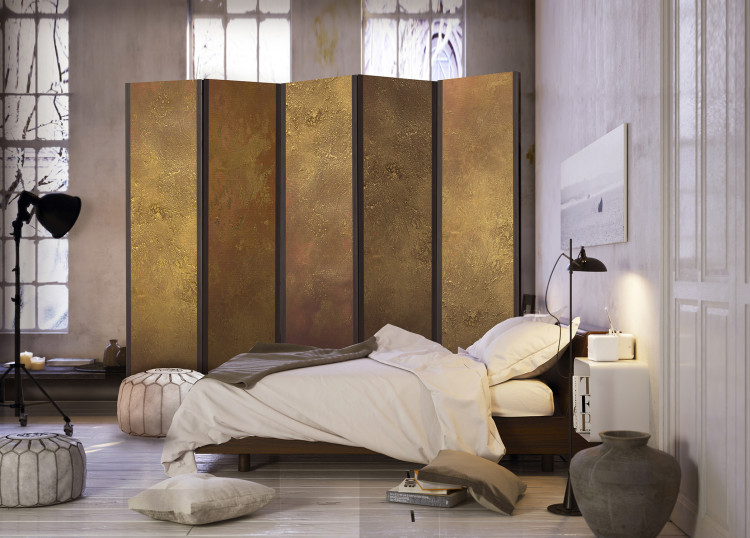 Folding Screen Golden Temptation II - brown texture with delicate golden contrast 95454 additionalImage 4